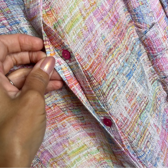 Ecru Rayon Multi Ruffle Long Sleeve Top Shirt J3 - Picture 5 of 7